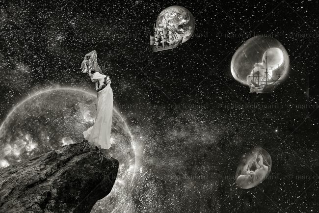 photography conceptual surrealism darkmood oneiric black and white dreamlike starry sky ghost ship foetus fetus marcelo leonard