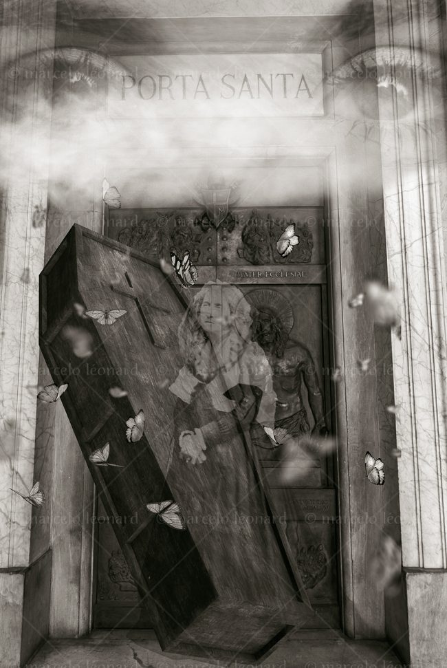 photography conceptual surrealism darkmood oneiric black and white dreamlike church ghost coffin butterfly cloud eyes marcelo leonard