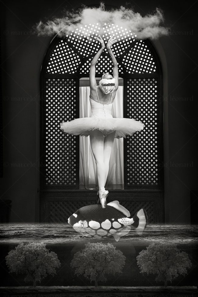 os08 photography conceptual surrealism darkmood oneiric black and white dreamlike cloud fish lattice cloud dancer ballerina marcelo leonard