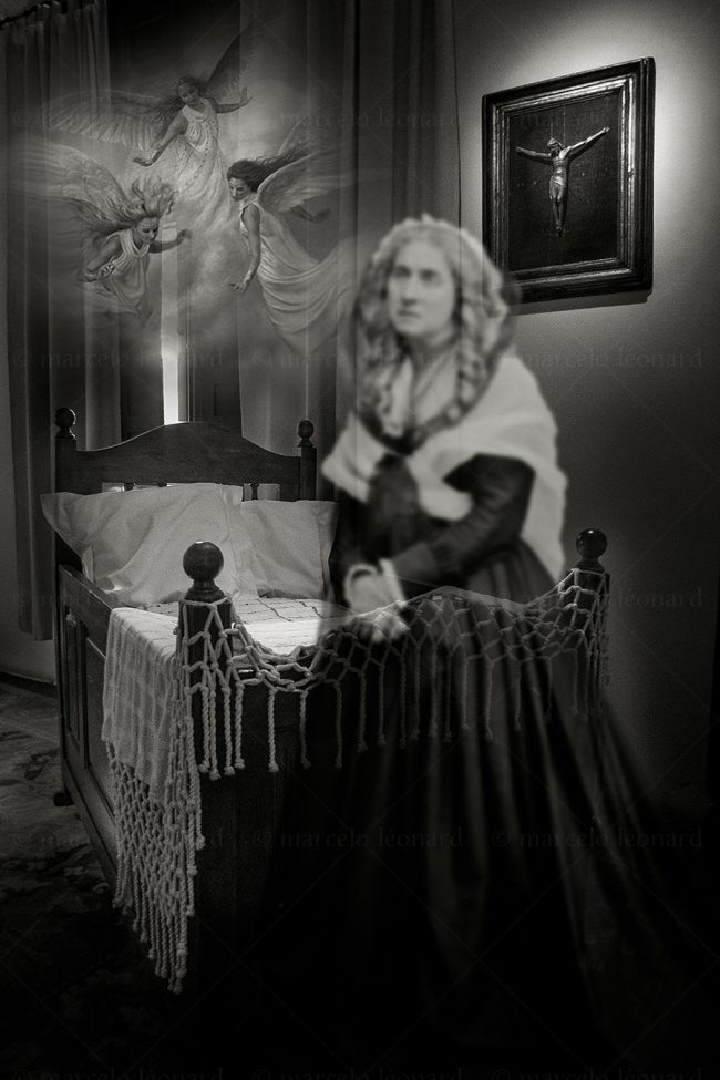 os13 photography conceptual surrealism darkmood oneiric black and white dreamlike bedroom ghost crucifix bed marcelo leonard