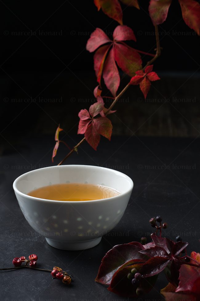 tp11 still life studio lighting tabletop food photography chinese tea cup tray autumn leaves marcelo leonard