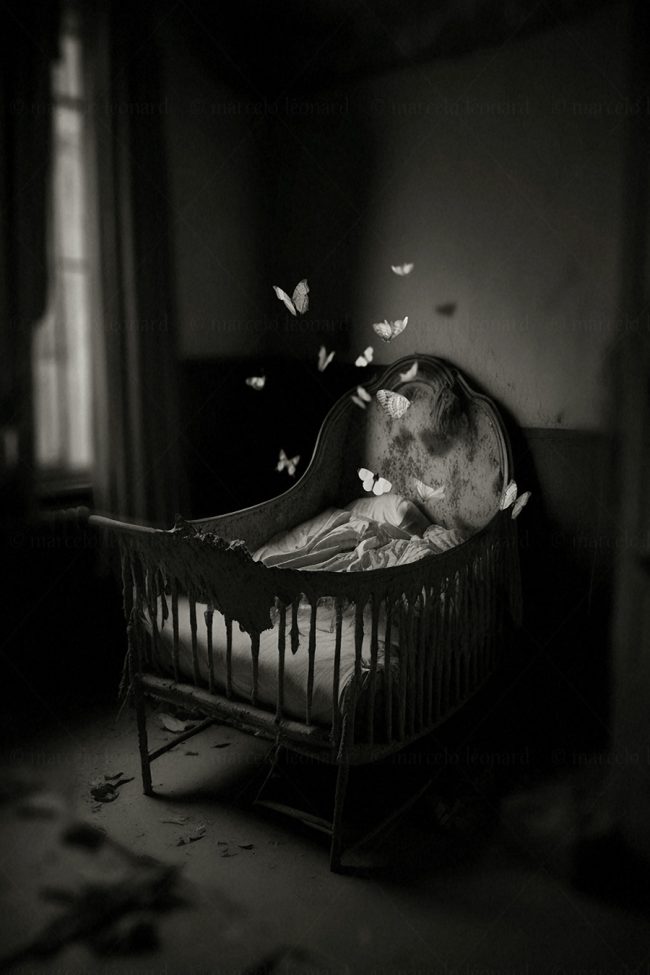 b04, bedroom, window, decay, bed, ruins, nightmare, dark mood, oneiric, dreamlike, marcelo leonard