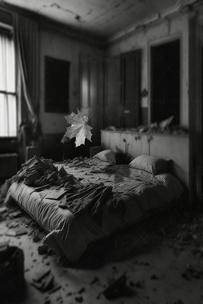 b09, bedroom, window, decay, bed, ruins, nightmare, dark mood, oneiric, dreamlike, marcelo leonard