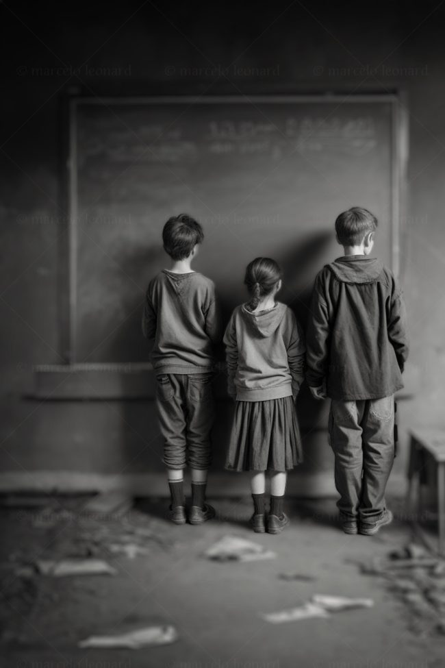 b 05 children decay ruins mindfulness classroom chalkboard ragged dirty clothes marcelo leonard