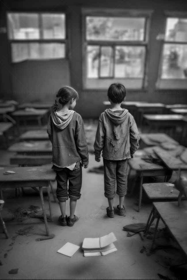 b 06 children decay ruins mindfulness classroom old papers ragged dirty clothes marcelo leonard