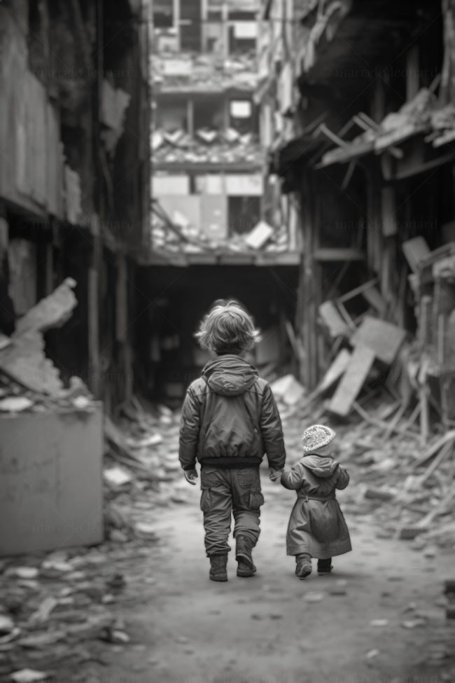 b 11 children decay ruins mindfulness ragged dirty clothes city street marcelo leonard