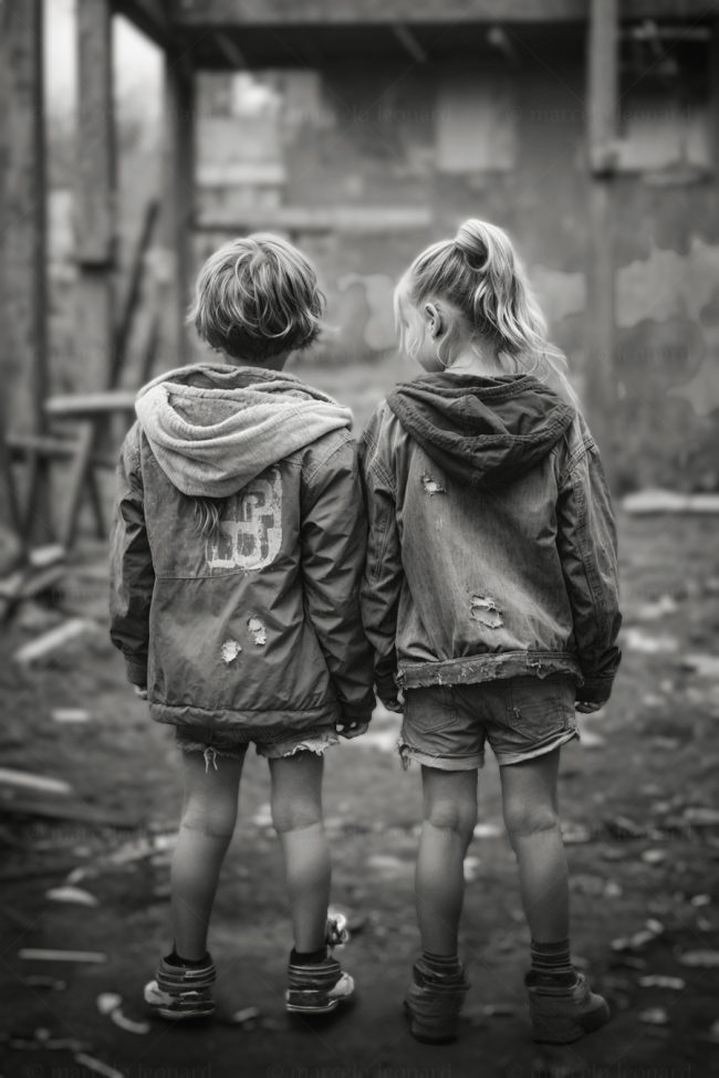 b 12 children decay ruins mindfulness ragged dirty clothes building city marcelo leonard