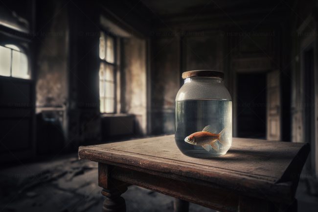 fish antique dilapidated decay window jar wooden table mindfulness marcel leonard