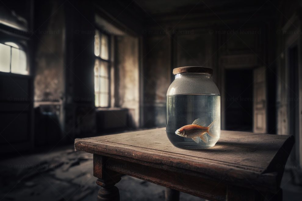 fish antique dilapidated decay window jar wooden table mindfulness marcel leonard