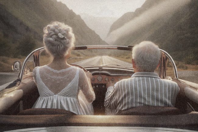 ag 30 aging decay eldery blurred conceptual convertible car winding road mindfulness marcelo leonard