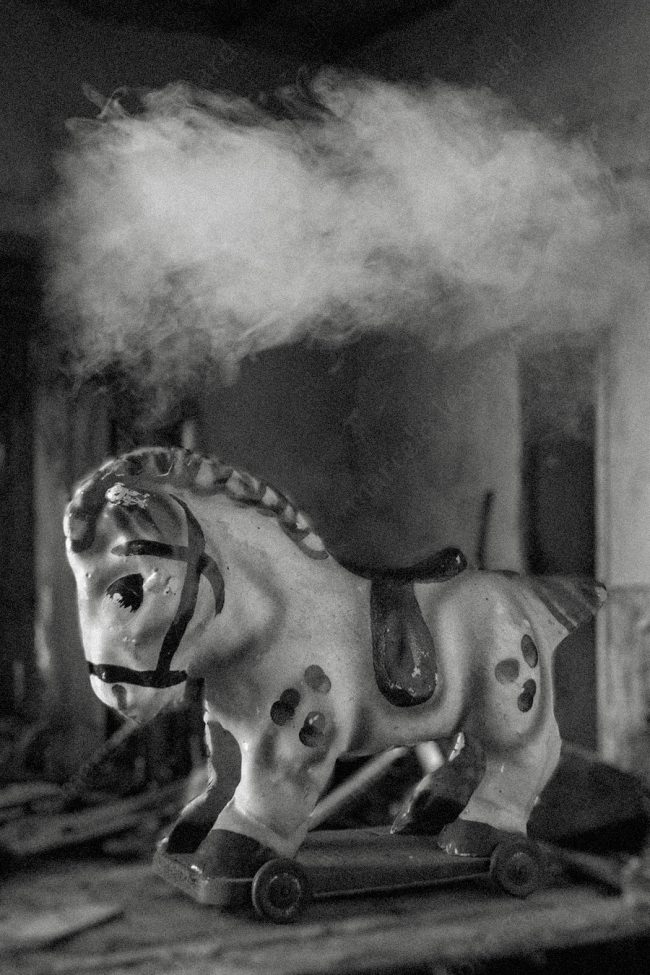 18 cardboard horse toy cloud decay broken conceptual photograph marcelo leonard