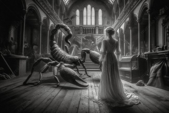 07 scorpion oneiric surrealism dreamlike surreal conceptual church ruins book abandoned woman nightgown