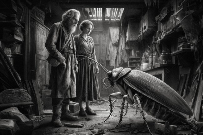 17 cockroach oneiric surrealism dreamlike surreal conceptual grocery abandoned eldery man woman dirty clothes