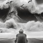 a 01 man elder beach waves storm doves sad buddhism marcelo leonard