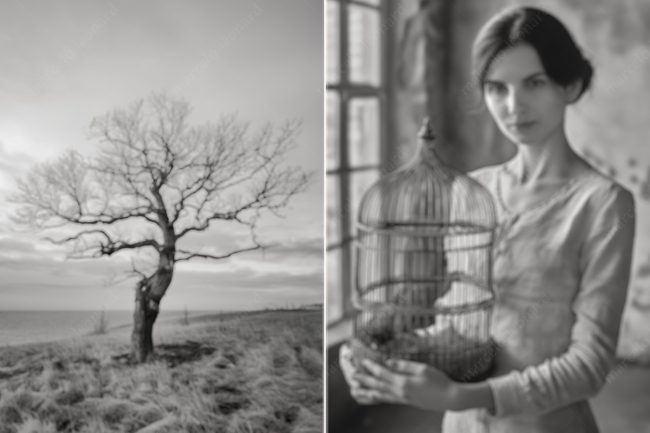 a 12 tree field clouds window girl woman cage abandoned buddhism decay rusty buddhism marceloleonard