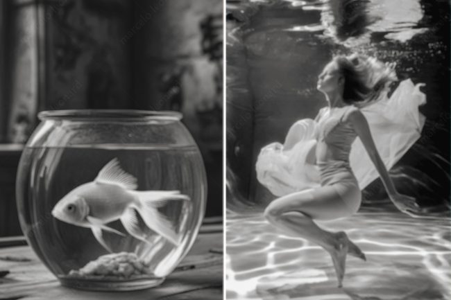 a 20 fishbowl underwater pool girl woman room decay abandoned buddhism marcelo leonard