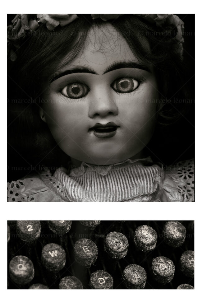 09 duo 02 doll antique typewriter zen koan darkmood marcelo leonard