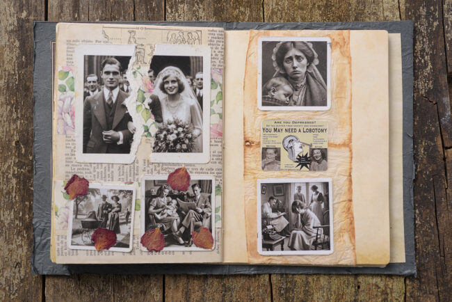 14 asylum srapbook mixed media decay old photograph portrait marcelo leonard