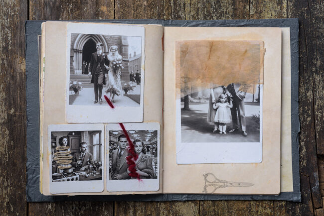 15 asylum srapbook mixed media decay old photograph portrait wedding bride groom marcelo leonard