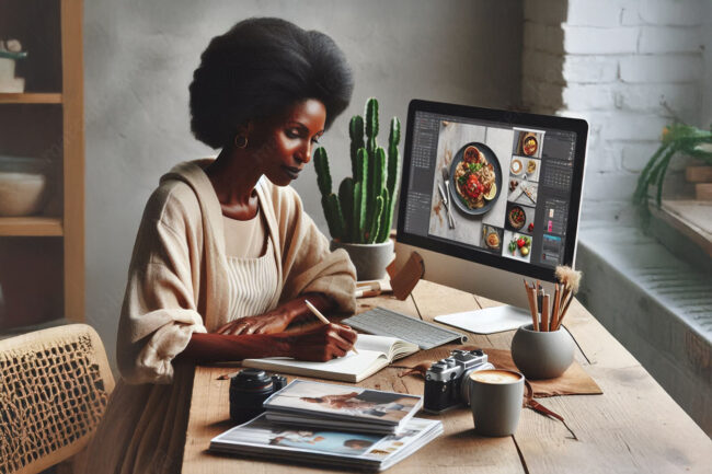 ia ai monitor computer food photography black woman design marcelo leonard marceloleonard