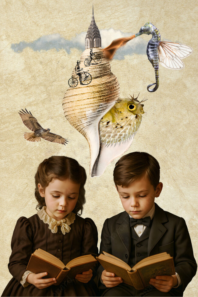 05 collage, digital collage, victorian, vintage, book, children, marceloleonard