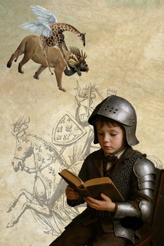 06 collage, digital collage, victorian, vintage, book, armour, knight, marceloleonard