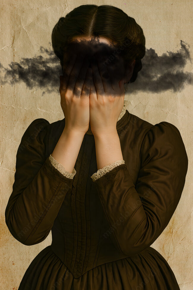 13 collage, digital collage, victorian, vintage, woman, cloud, marceloleonard