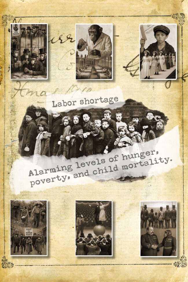 book 02 collague, digital, vintage, victorian, monkey, old paper, old book
