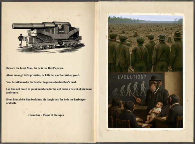 book 09 collague, digital, vintage, victorian, monkey, old paper, old book, teacher, school, gun