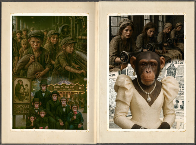 book 12 collague, digital, vintage, victorian, monkey, old paper, old book, exploitation, children, factory