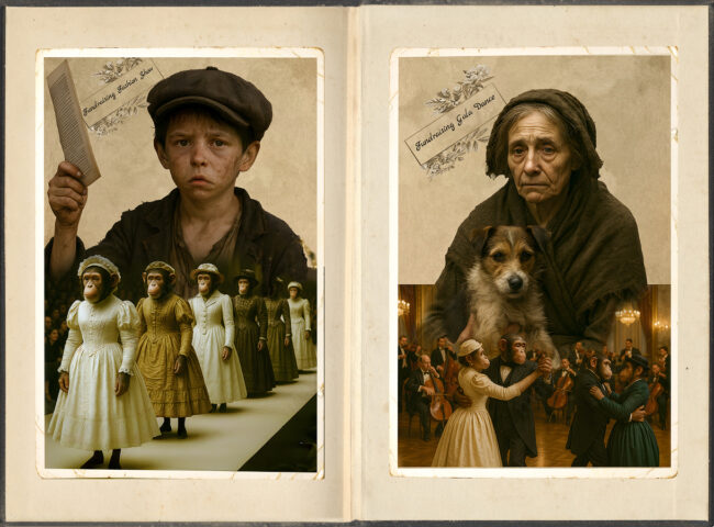 book 14 collague, digital, vintage, victorian, monkey, old paper, old book, ballroom, catwalk