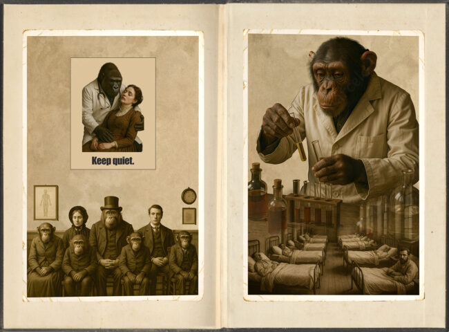 book 16 collague, digital, vintage, victorian, monkey, old paper, old book, doctor office, laboratory