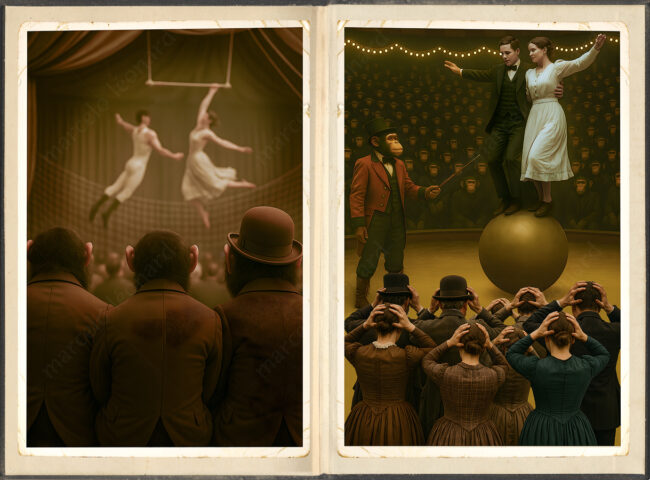 book 20 collague, digital, vintage, victorian, monkey, old paper, old book, circus